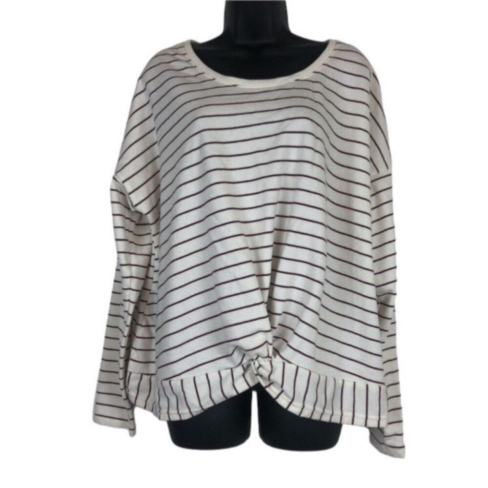 Old Navy Women’s X-Large Striped Soft Long-Sleeve Twist-Knot Cropped Top EUC